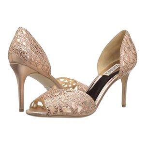 Badgley Mischka Harris Peep Toe d'Orsay Pumps, Gold, Size 7.5
